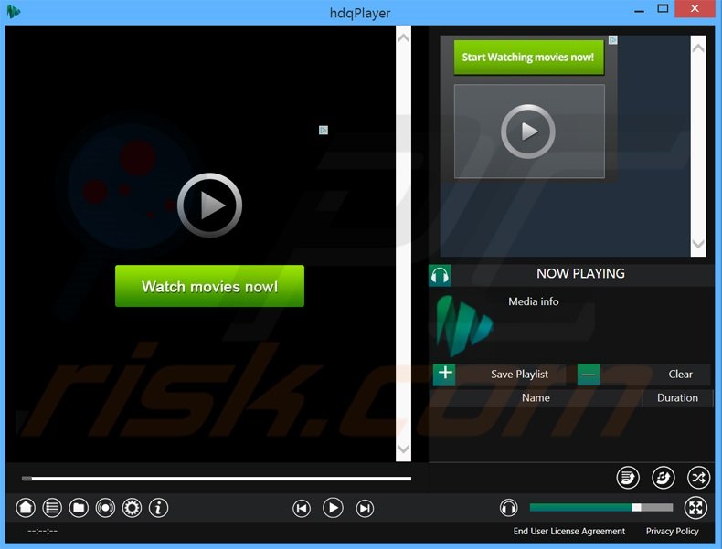 Screenshot of hdqPlayer adware