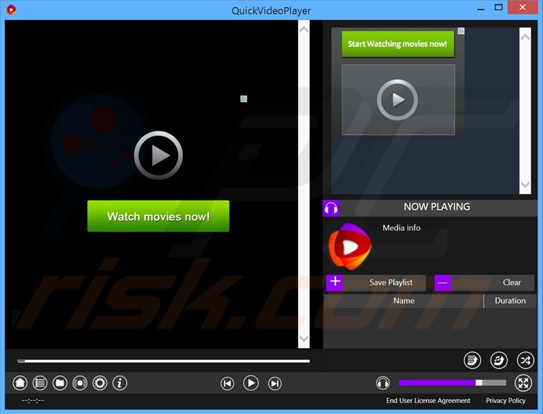Screenshot of QuickVideoPlayer adware