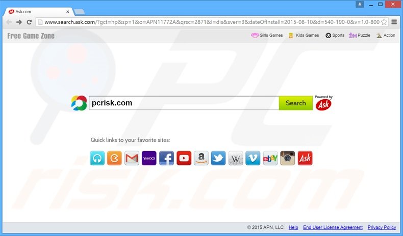 Free Games Zone browser hijacker