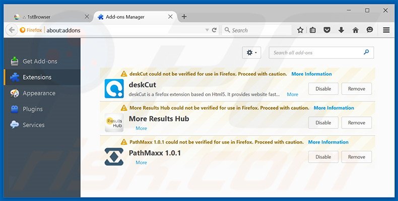 Removing allinsearch.com related Mozilla Firefox extensions