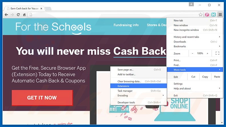 Removing ForTheSchools  ads from Google Chrome step 1