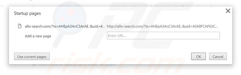 Removing allo-search.com from Google Chrome homepage