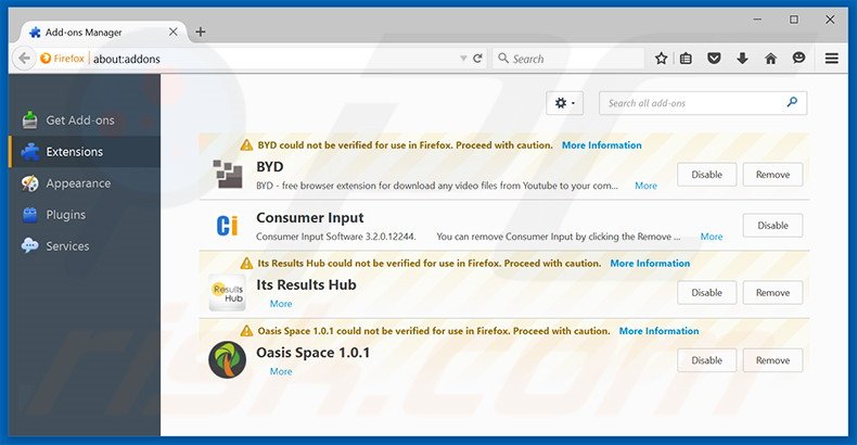 Removing allo-search.com related Mozilla Firefox extensions