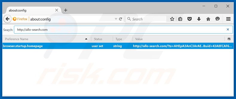 Removing allo-search.com from Mozilla Firefox default search engine