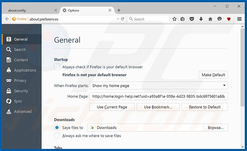 Removing home.login-help.net from Mozilla Firefox homepage