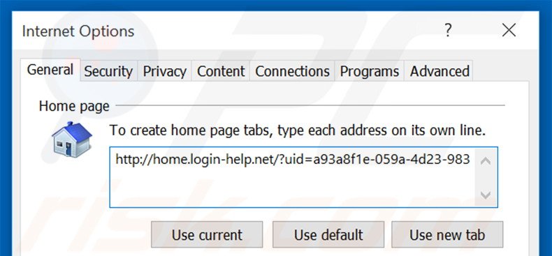 Removing home.login-help.net from Internet Explorer homepage