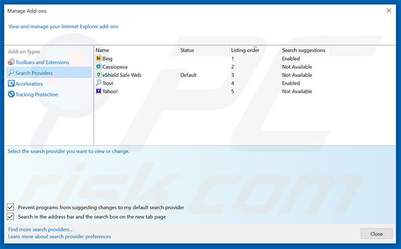 Removing searchonlinenow.net from Internet Explorer default search engine