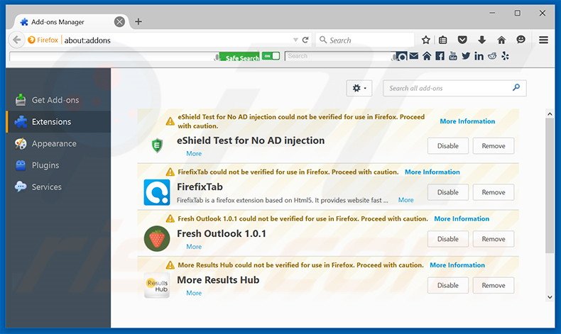 Removing usearch.co.id related Mozilla Firefox extensions