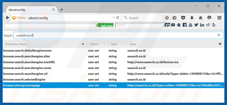 Removing usearch.co.id from Mozilla Firefox default search engine