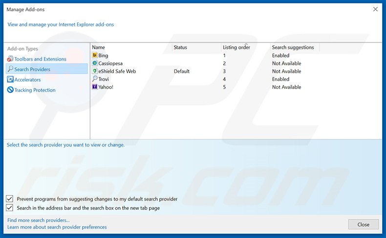 Removing usearch.co.id from Internet Explorer default search engine