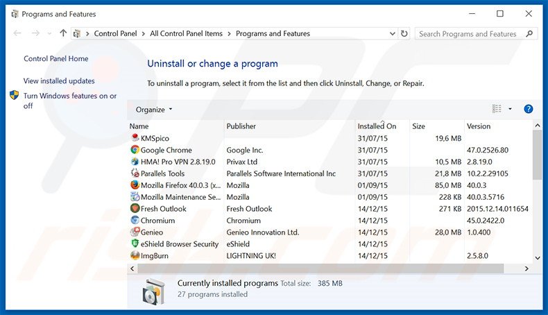 usearch.co.id browser hijacker uninstall via Control Panel