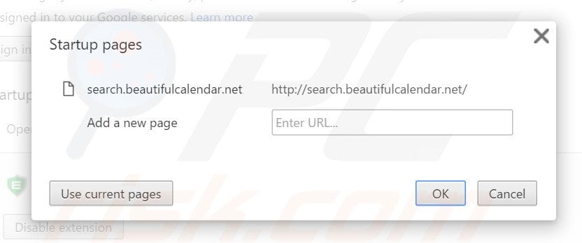 Removing search.beautifulcalendar.net from Google Chrome homepage