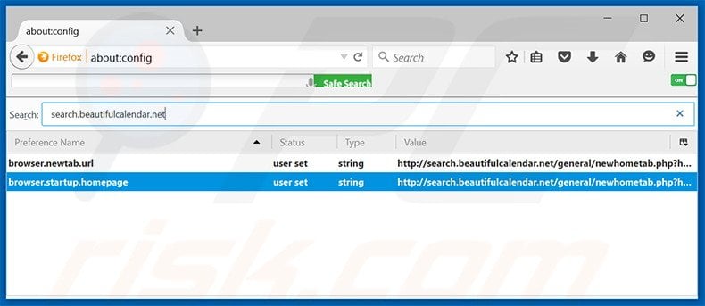 Removing search.beautifulcalendar.net from Mozilla Firefox default search engine