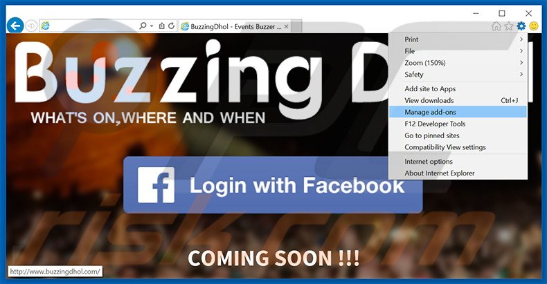 Removing BuzzingDhol ads from Internet Explorer step 1