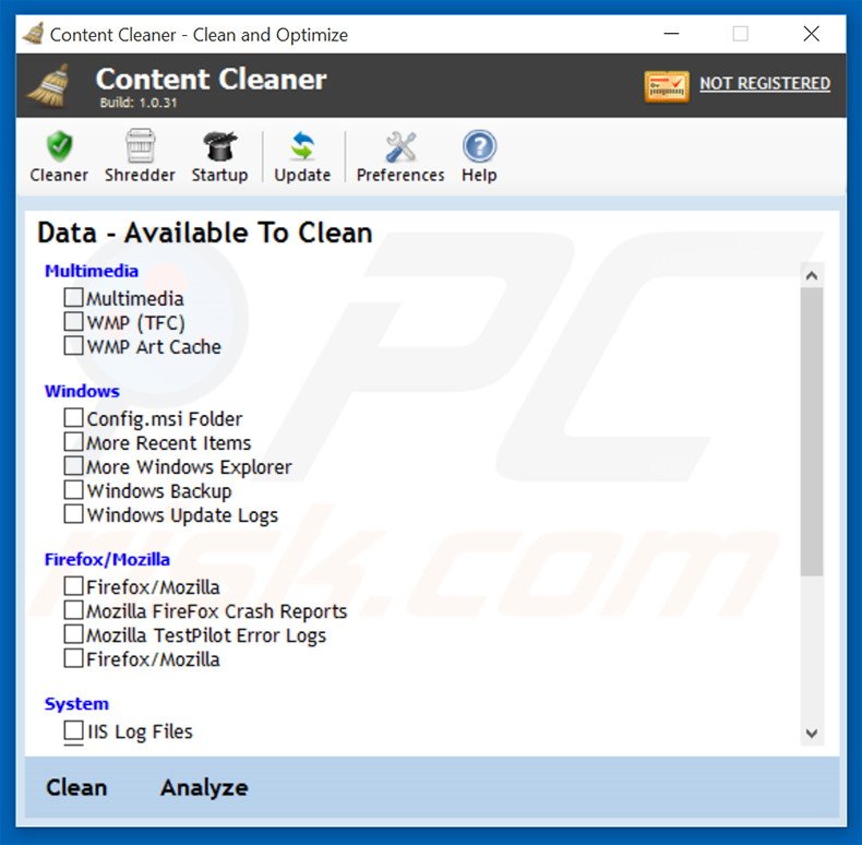 Potentially unwanted program Content Cleaner
