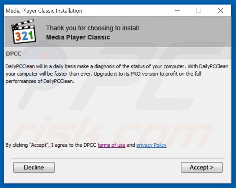 Delusive installer bundling DailyPCClean