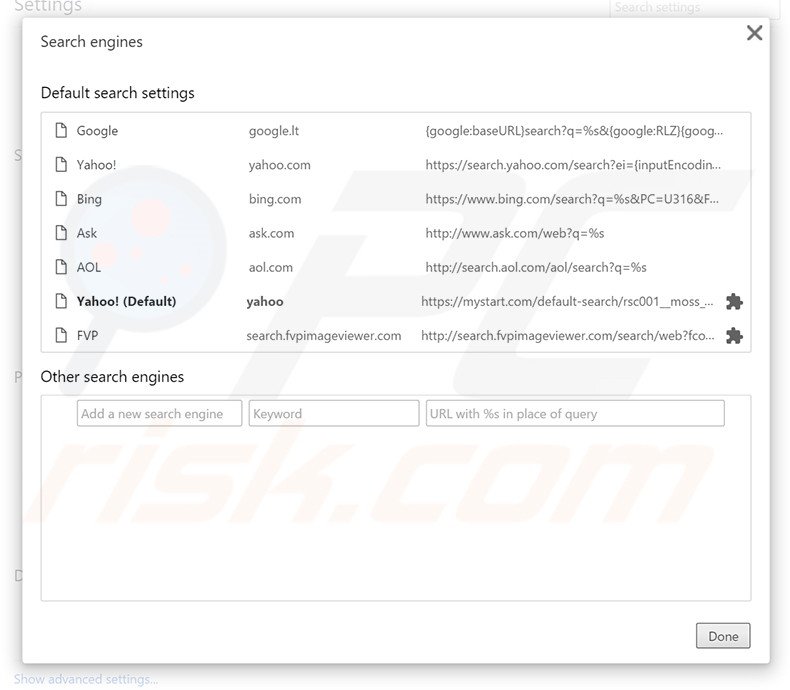 Removing search.fvpimageviewer.com from Google Chrome default search engine