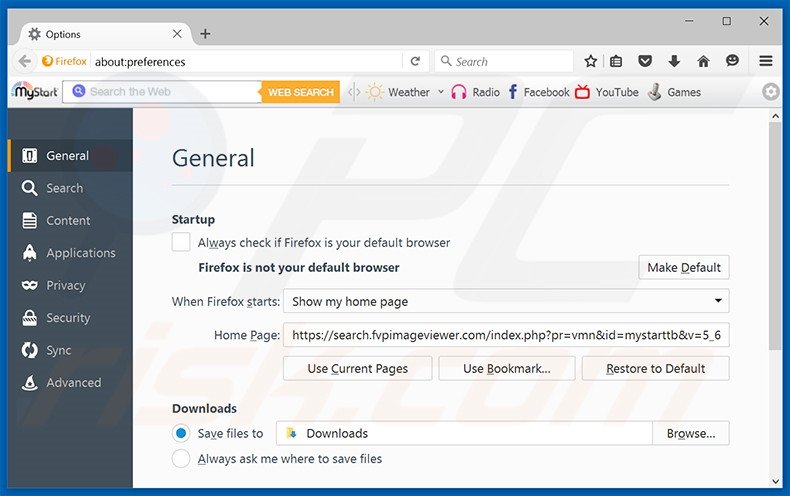 Removing search.fvpimageviewer.com from Mozilla Firefox homepage