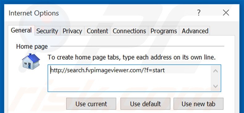 Removing search.fvpimageviewer.com from Internet Explorer homepage