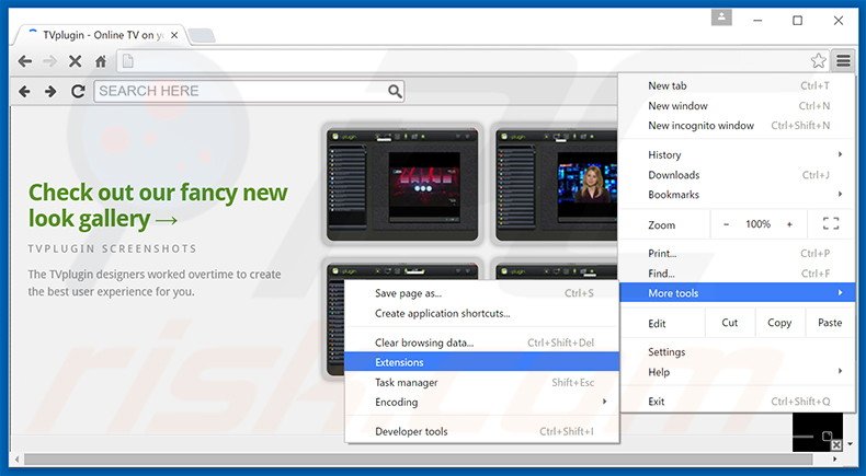 Removing Tv-Plug-In  ads from Google Chrome step 1