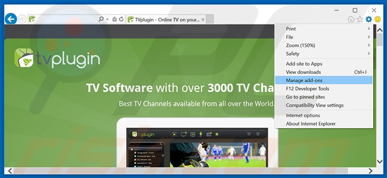 Removing Tv-Plug-In ads from Internet Explorer step 1