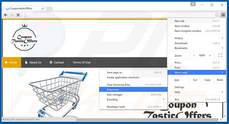 Removing CoupontasticOffers  ads from Google Chrome step 1