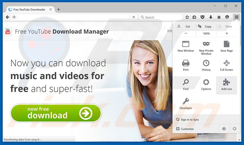 Removing Free Youtube Download Manager ads from Mozilla Firefox step 1