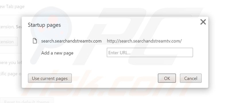 Removing search.searchandstreamtv.com from Google Chrome homepage