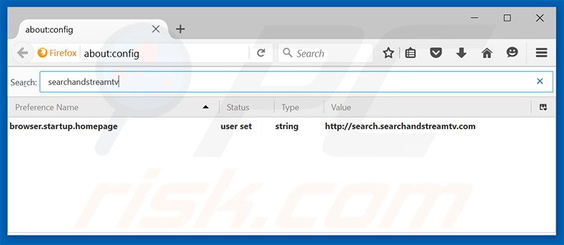 Removing search.searchandstreamtv.com from Mozilla Firefox default search engine