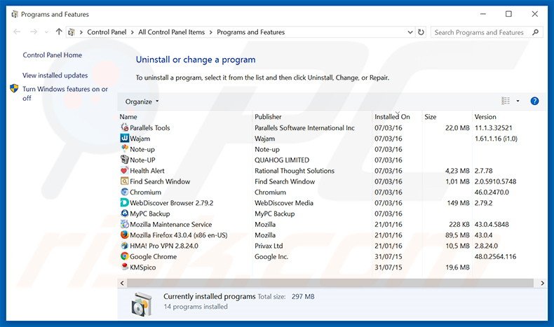 search.utilitab.com browser hijacker uninstall via Control Panel