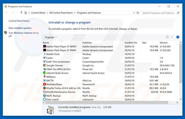 ArcadeSoda adware uninstall via Control Panel