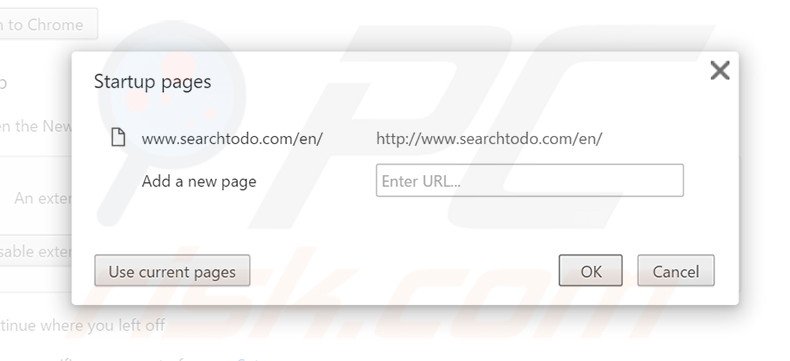 Removing searchtodo.com from Google Chrome homepage