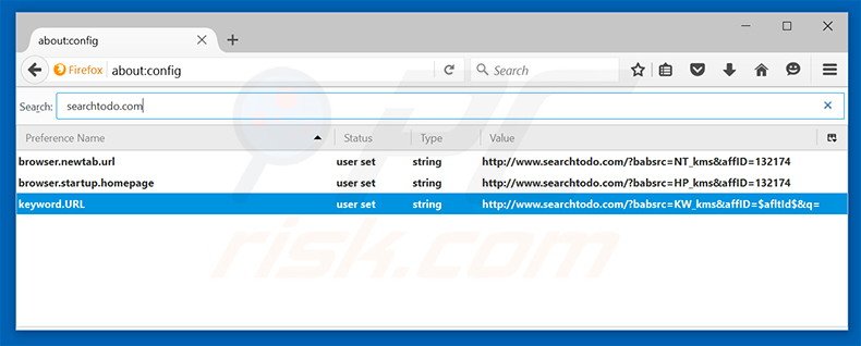 Removing searchtodo.com from Mozilla Firefox default search engine