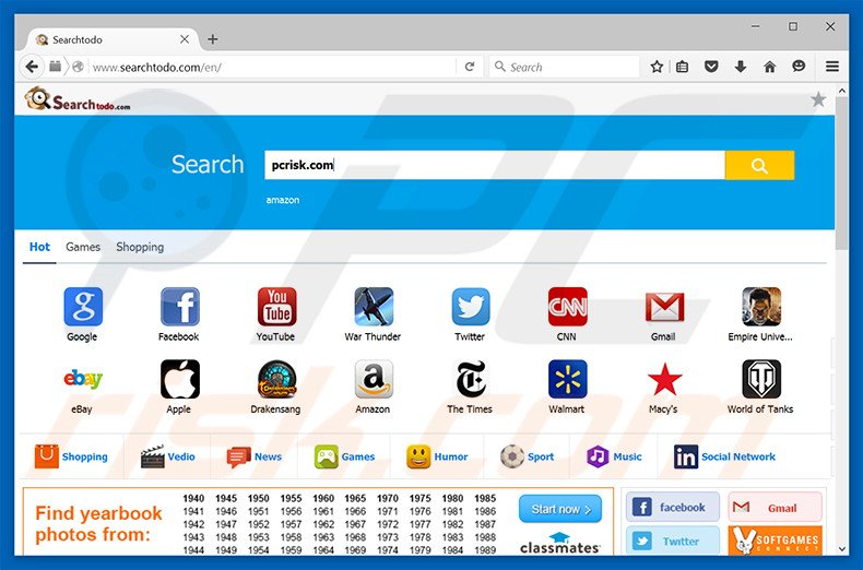 searchtodo.com browser hijacker