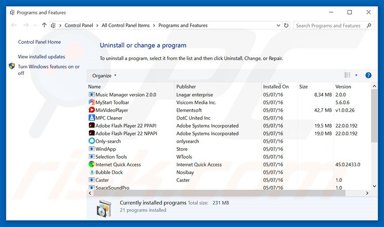 searchtodo.com browser hijacker uninstall via Control Panel