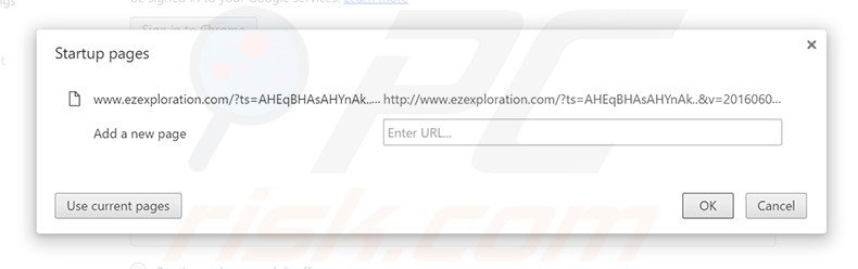 Removing ezexploration.com from Google Chrome homepage