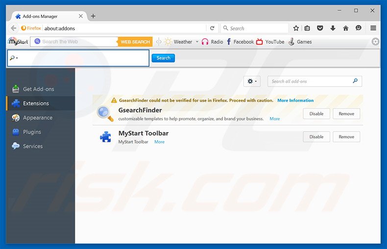 Removing ezexploration.com related Mozilla Firefox extensions