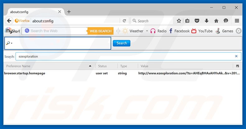 Removing ezexploration.com from Mozilla Firefox default search engine