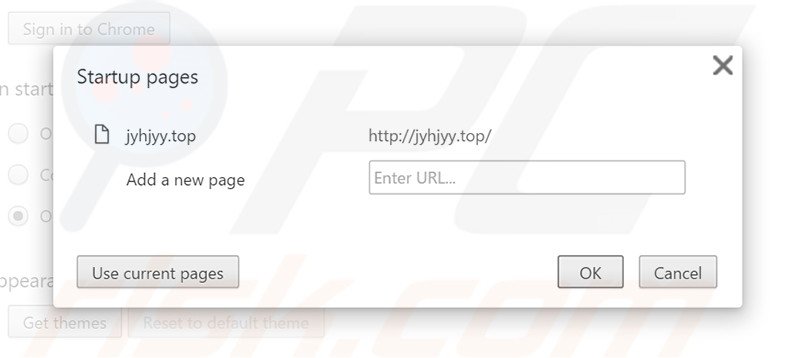 Removing jyhjyy.top from Google Chrome homepage
