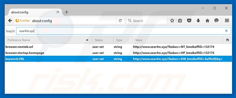 Removing sear4m.xyz from Mozilla Firefox default search engine