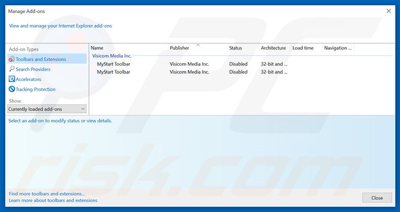 Removing sear4m.xyz related Internet Explorer extensions