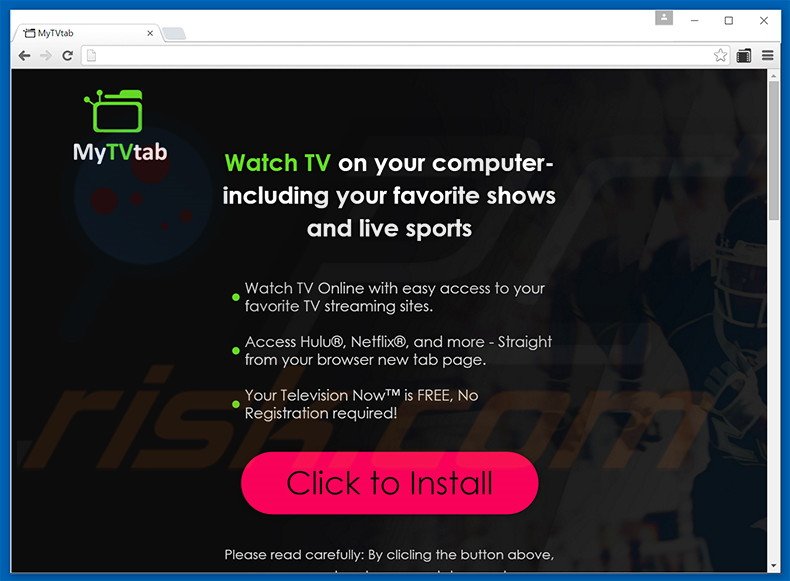 Website used to promote MyTVTab browser hijacker