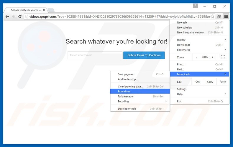 Removing videos.qeqei.com  ads from Google Chrome step 1
