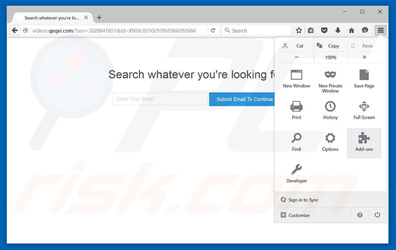 Removing videos.qeqei.com ads from Mozilla Firefox step 1