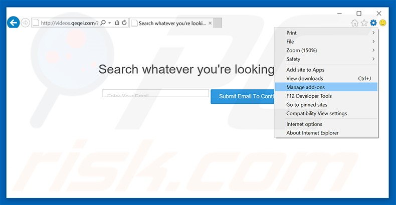 Removing videos.qeqei.com ads from Internet Explorer step 1