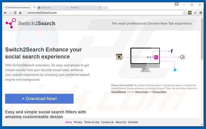 Website used to promote Swift2Search browser hijacker