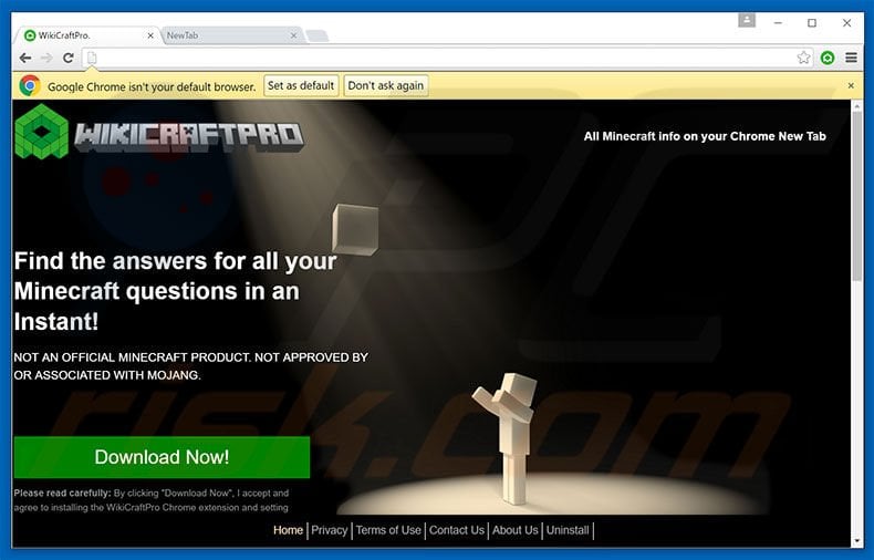 Website used to promote WikiCraftPro browser hijacker