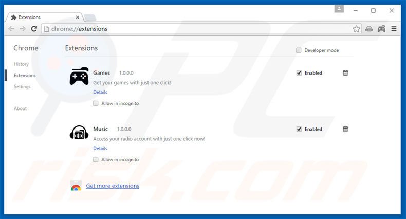 Removing gamestabsearch.com related Google Chrome extensions