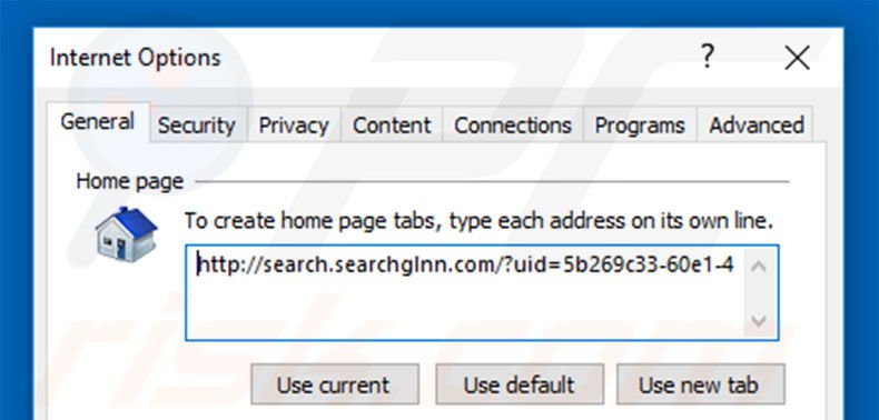 Removing search.searchglnn.com from Internet Explorer homepage