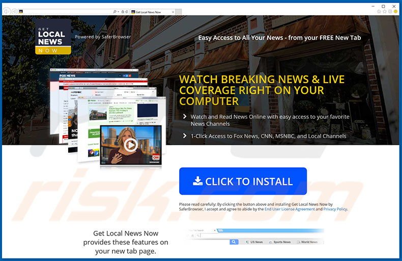 Website used to promote Get Local News Now browser hijacker